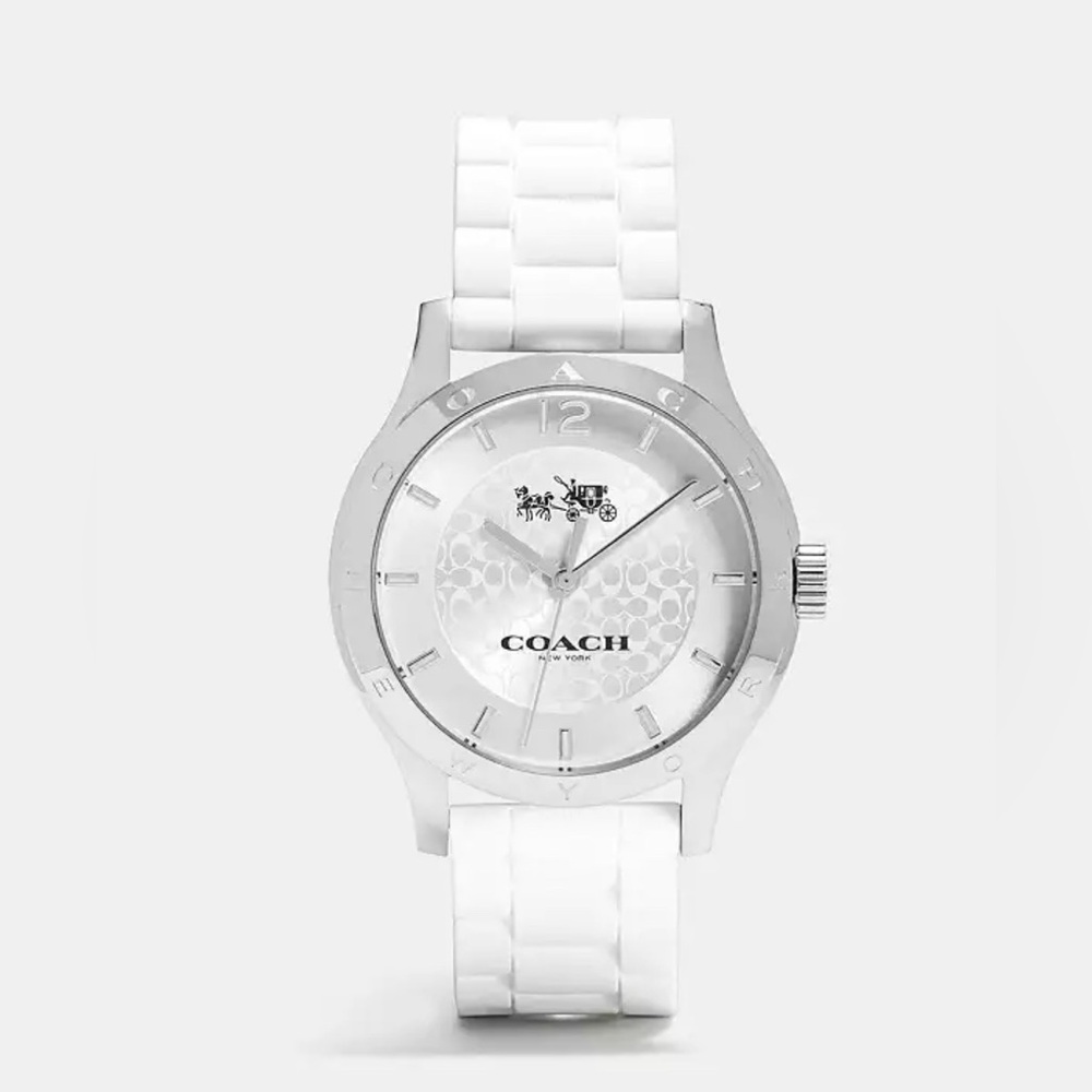 Coach Silver and White Timepiece